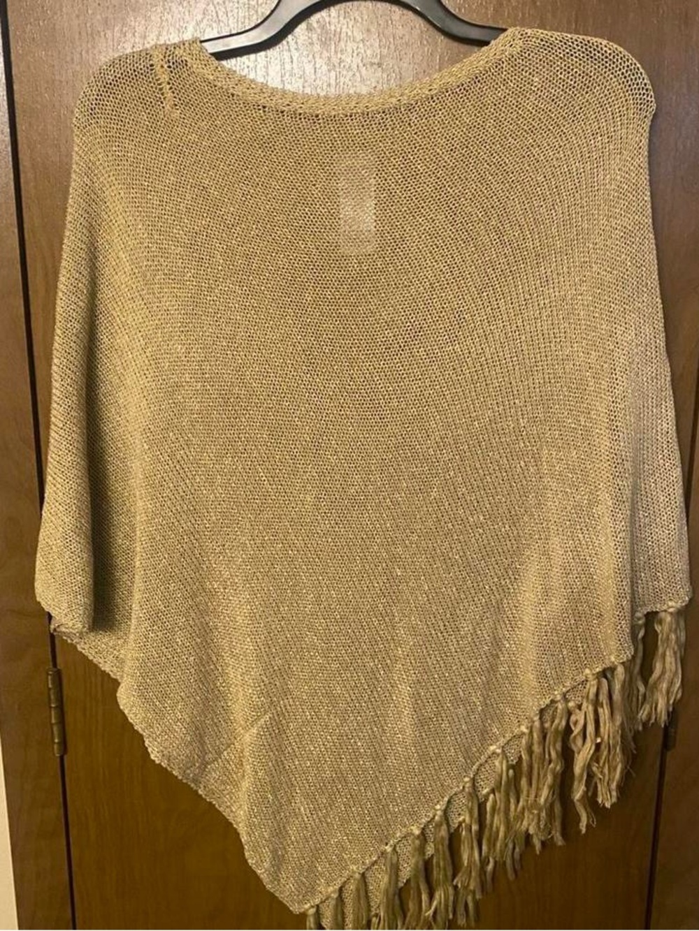 Chico's Tan Knit Fringe Poncho